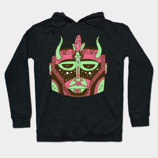 Pink Mint African Mask No 8 Hoodie